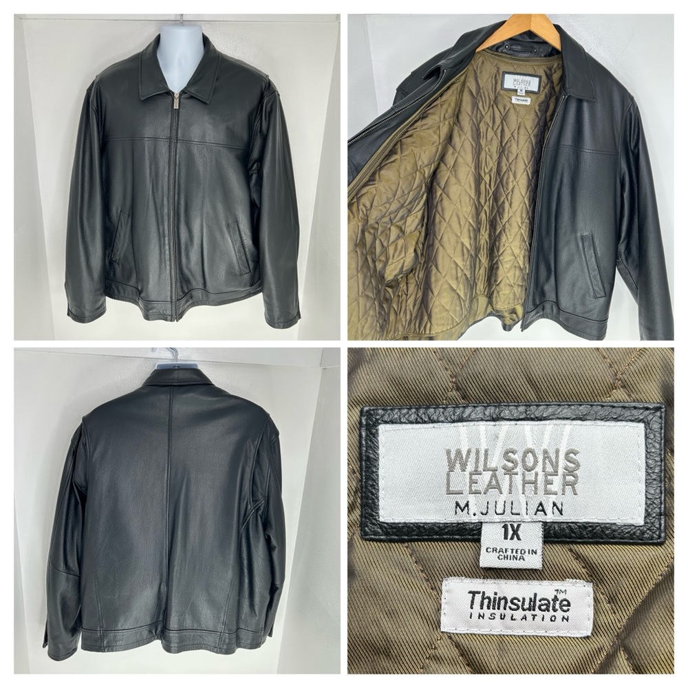 Wilsons Leather Jacket Mens Size 1X‎ Julian Thinsulate Quilted Lined Biker Moto